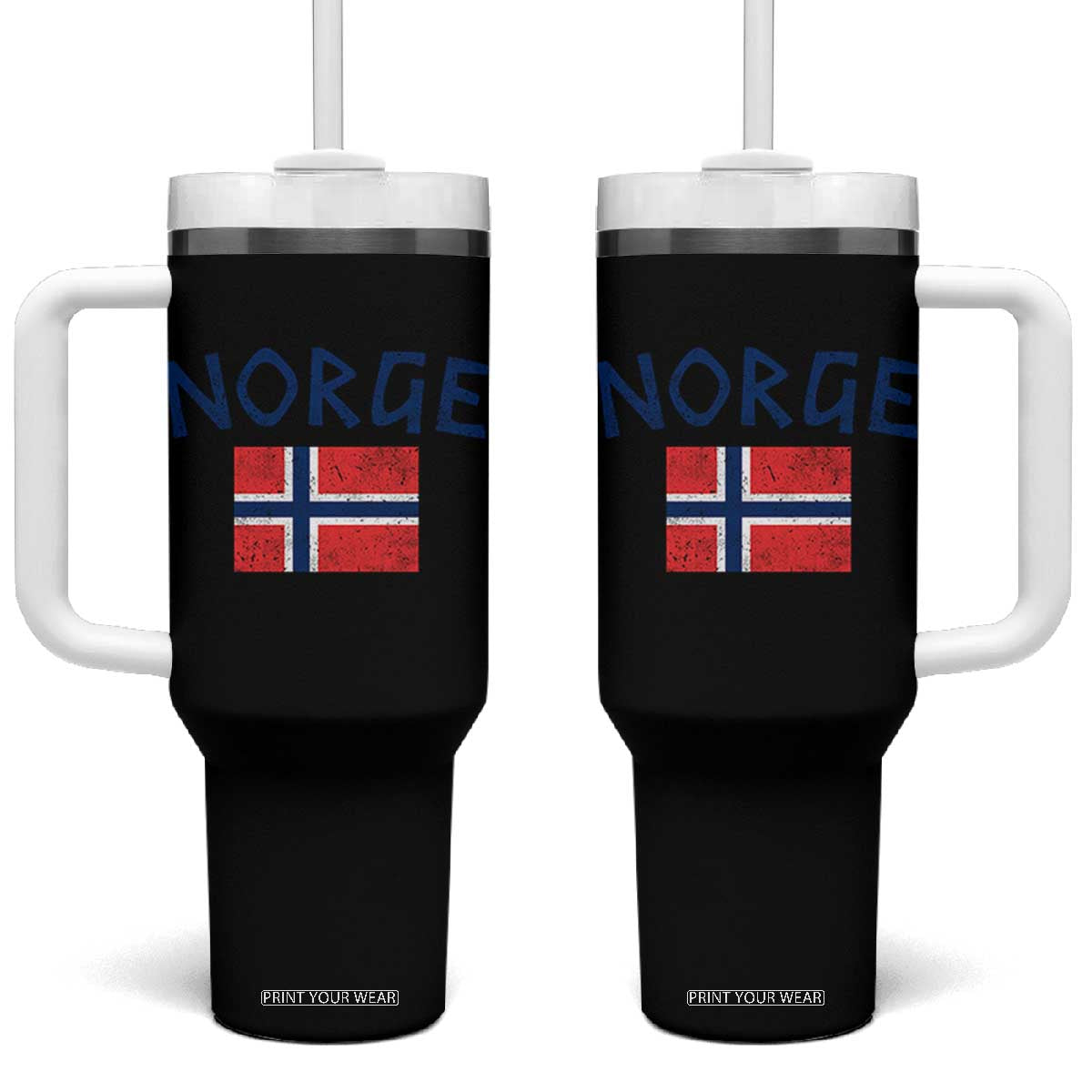 Norway Norge Soccer Design Vintage Norwegian Flag Tumbler With Handle TS11 One Size: 40 oz Black Print Your Wear