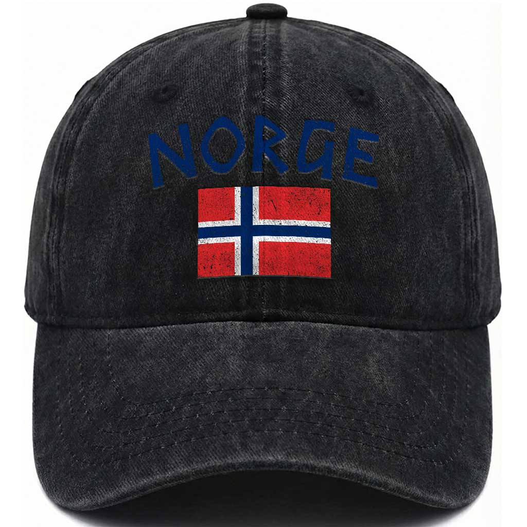 Norway Norge Soccer Design Vintage Norwegian Flag Washed Cotton Baseball Cap TS11 Print Your Wear