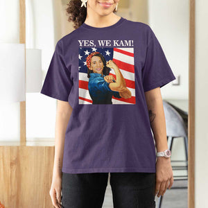 Harris 2024 T Shirt For Women Yes We Kam Strong Woman American Flag TS11 Purple Print Your Wear