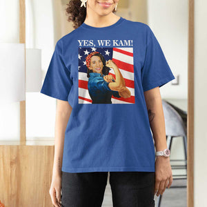 Harris 2024 T Shirt For Women Yes We Kam Strong Woman American Flag TS11 Royal Blue Print Your Wear