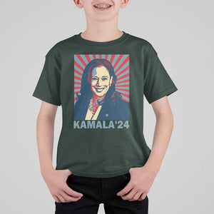 Kamala'24 T Shirt For Kid Retro Harris For President TS11 Dark Forest Green Print Your Wear