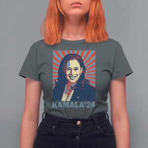 Kamala'24 T Shirt For Women Retro Harris For President TS11 Dark Heather Print Your Wear