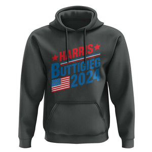Harris Buttigieg 2024 Hoodie Presidential Election American Flag TS11 Dark Heather Print Your Wear