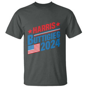 Harris Buttigieg 2024 T Shirt Presidential Election American Flag TS11 Dark Heather Print Your Wear