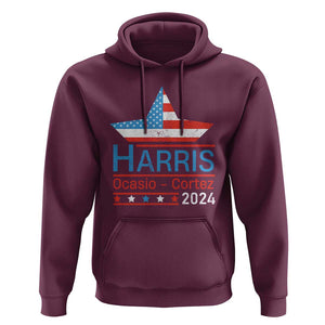Harris Ocasio Cortez 2024 Hoodie American Flag Election Star TS11 Maroon Print Your Wear