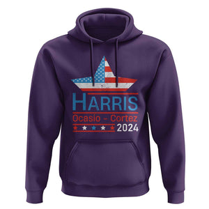 Harris Ocasio Cortez 2024 Hoodie American Flag Election Star TS11 Purple Print Your Wear