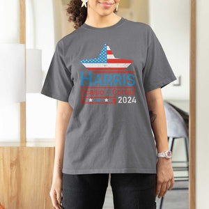 Harris Ocasio Cortez 2024 T Shirt For Women American Flag Election Star TS11 Charcoal Print Your Wear