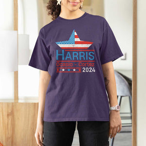 Harris Ocasio Cortez 2024 T Shirt For Women American Flag Election Star TS11 Purple Print Your Wear