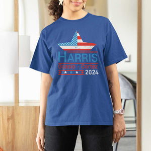 Harris Ocasio Cortez 2024 T Shirt For Women American Flag Election Star TS11 Royal Blue Print Your Wear