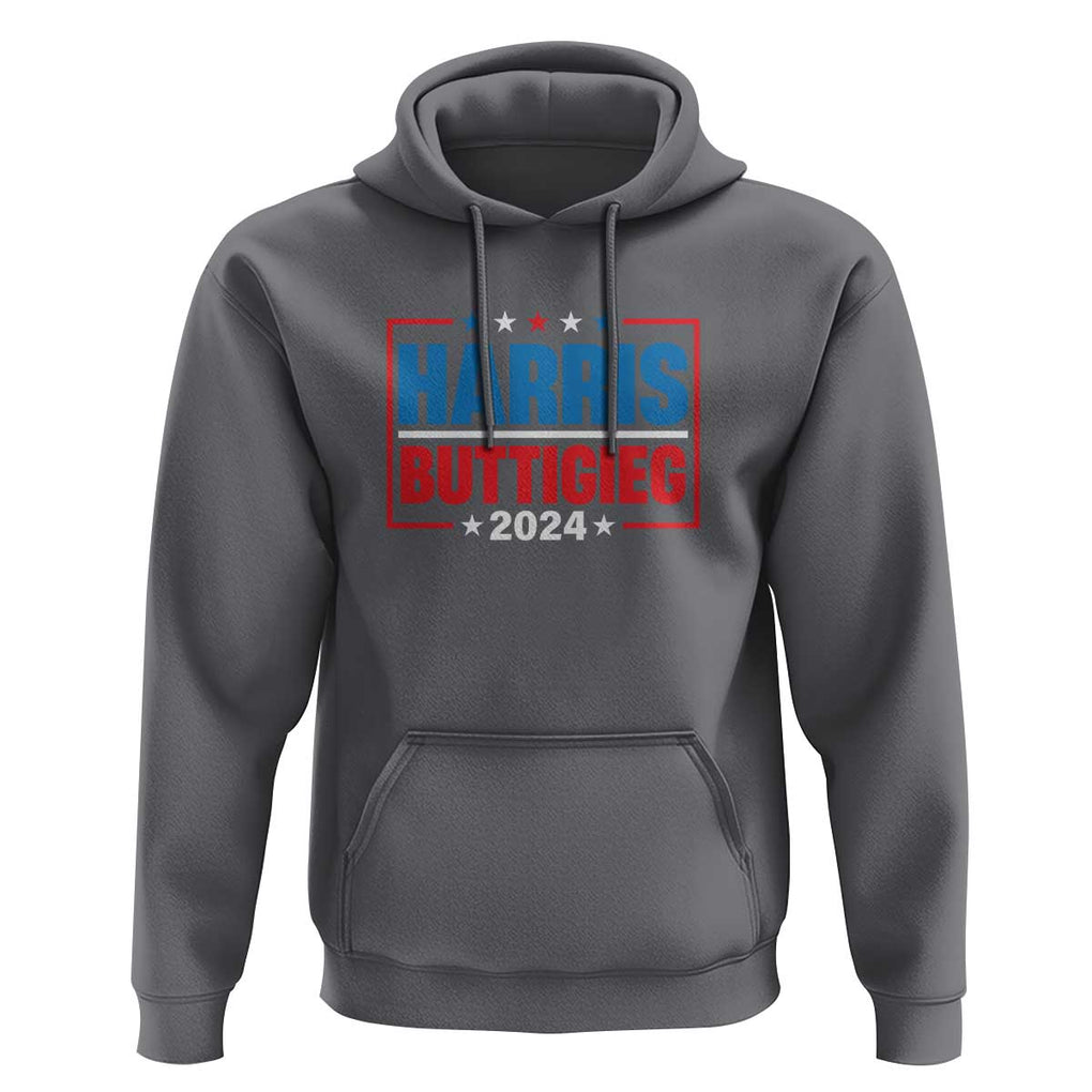 Harris Buttigieg 2024 Hoodie Presidential Election American Flag Star TS11 Charcoal Print Your Wear