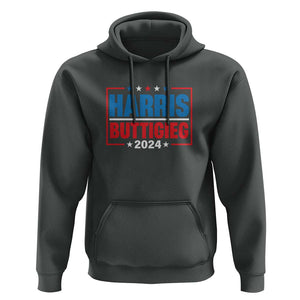 Harris Buttigieg 2024 Hoodie Presidential Election American Flag Star TS11 Dark Heather Print Your Wear