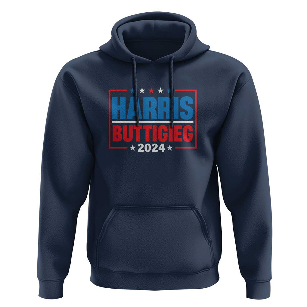 Harris Buttigieg 2024 Hoodie Presidential Election American Flag Star TS11 Navy Print Your Wear