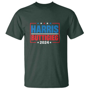 Harris Buttigieg 2024 T Shirt Presidential Election American Flag Star TS11 Dark Forest Green Print Your Wear