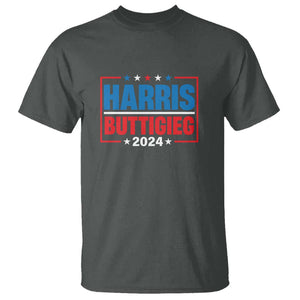 Harris Buttigieg 2024 T Shirt Presidential Election American Flag Star TS11 Dark Heather Print Your Wear