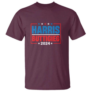 Harris Buttigieg 2024 T Shirt Presidential Election American Flag Star TS11 Maroon Print Your Wear