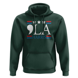 Funny Comma La Harris Hoodie Punctuation Kamala 2024 American Flag TS11 Dark Forest Green Print Your Wear