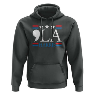Funny Comma La Harris Hoodie Punctuation Kamala 2024 American Flag TS11 Dark Heather Print Your Wear