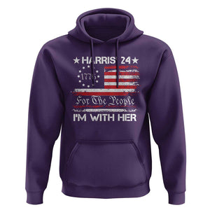 Harris'24 For The People I'm With Her Hoodie Vintage Betsy American Flag 2024 Election TS11 Purple Print Your Wear