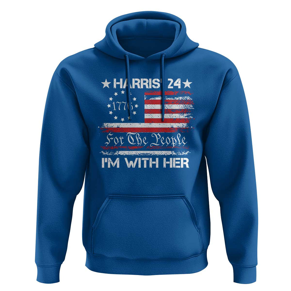 Harris'24 For The People I'm With Her Hoodie Vintage Betsy American Flag 2024 Election TS11 Royal Blue Print Your Wear