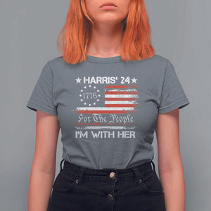 Harris'24 For The People I'm With Her T Shirt For Women Vintage Betsy American Flag 2024 Election TS11 Charcoal Print Your Wear