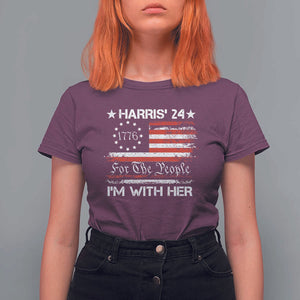 Harris'24 For The People I'm With Her T Shirt For Women Vintage Betsy American Flag 2024 Election TS11 Maroon Print Your Wear