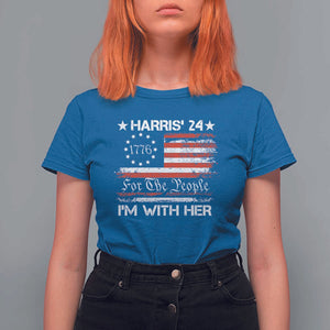 Harris'24 For The People I'm With Her T Shirt For Women Vintage Betsy American Flag 2024 Election TS11 Royal Blue Print Your Wear