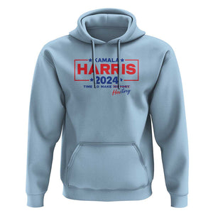 Harris 2024 Time To Make Herstory Hoodie American Flag Election Star TS11 Light Blue Print Your Wear