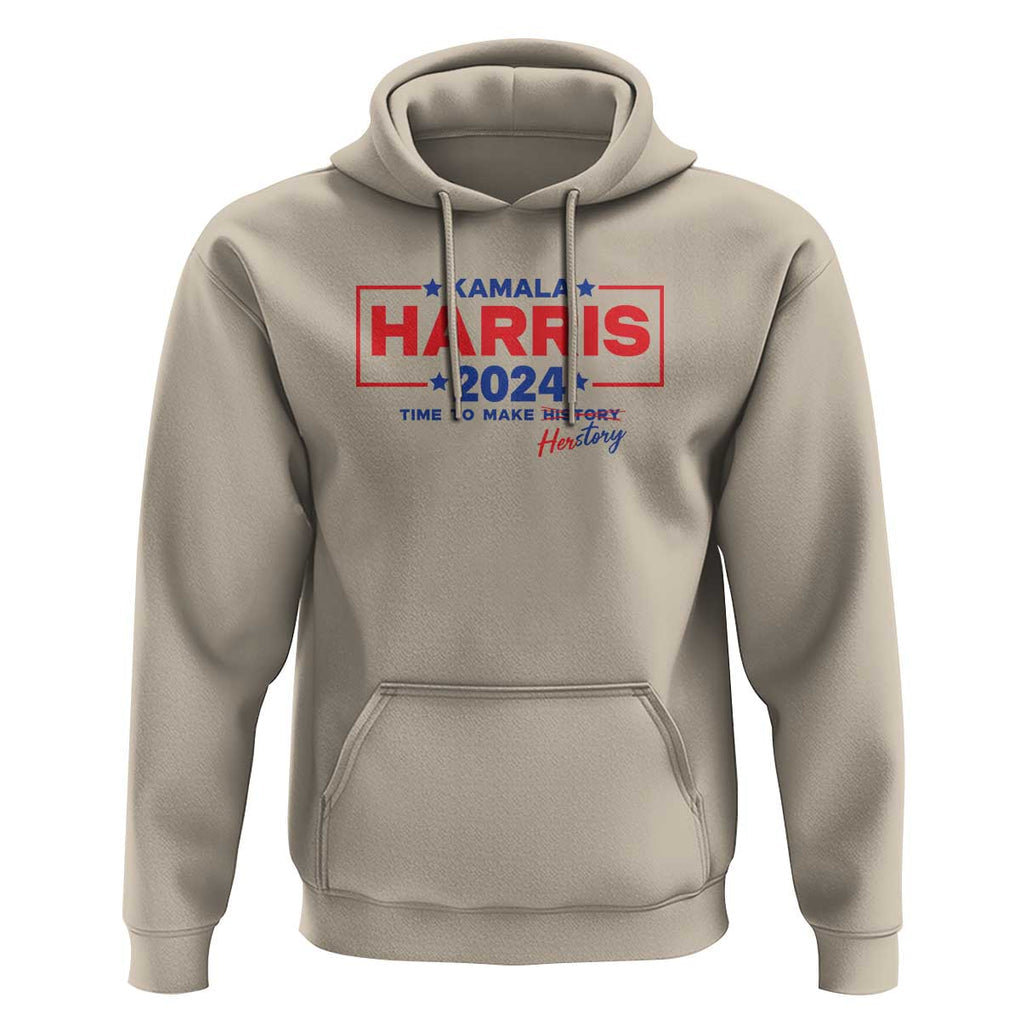 Harris 2024 Time To Make Herstory Hoodie American Flag Election Star TS11 Sand Print Your Wear