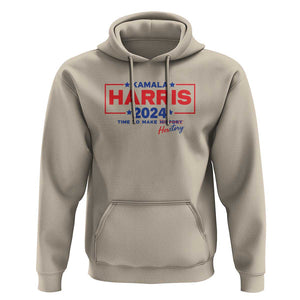 Harris 2024 Time To Make Herstory Hoodie American Flag Election Star TS11 Sand Print Your Wear