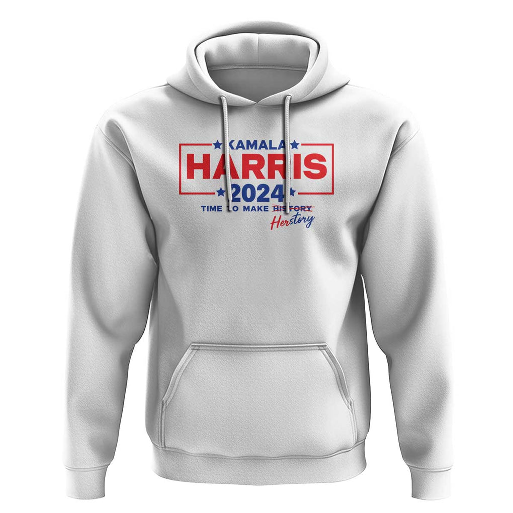 Harris 2024 Time To Make Herstory Hoodie American Flag Election Star TS11 White Print Your Wear