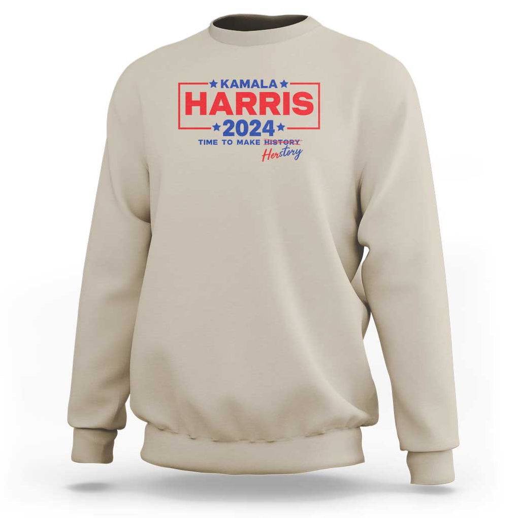 Harris 2024 Time To Make Herstory Sweatshirt American Flag Election Star TS11 Sand Print Your Wear