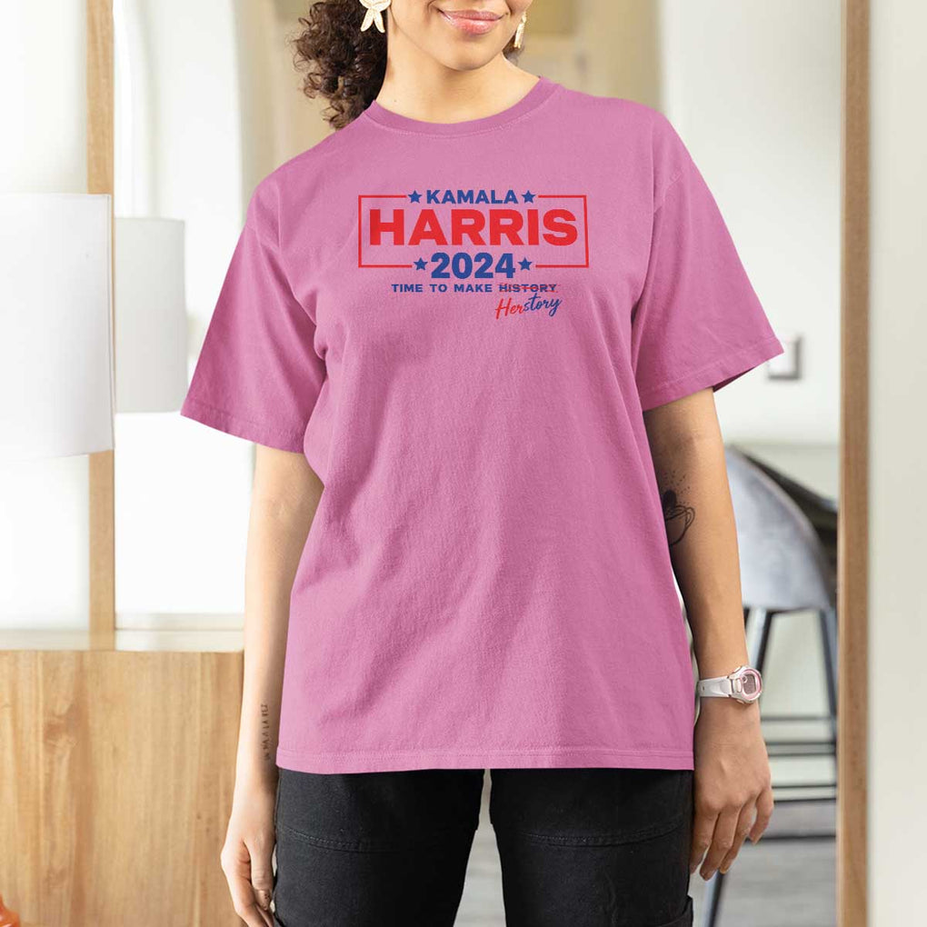 Harris 2024 Time To Make Herstory T Shirt For Women American Flag Election Star TS11 Azalea Print Your Wear