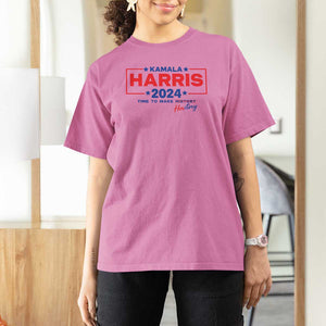 Harris 2024 Time To Make Herstory T Shirt For Women American Flag Election Star TS11 Azalea Print Your Wear