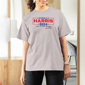 Harris 2024 Time To Make Herstory T Shirt For Women American Flag Election Star TS11 Ice Gray Print Your Wear