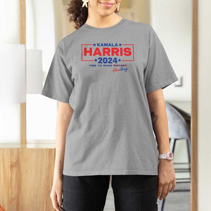 Harris 2024 Time To Make Herstory T Shirt For Women American Flag Election Star TS11 Sport Gray Print Your Wear