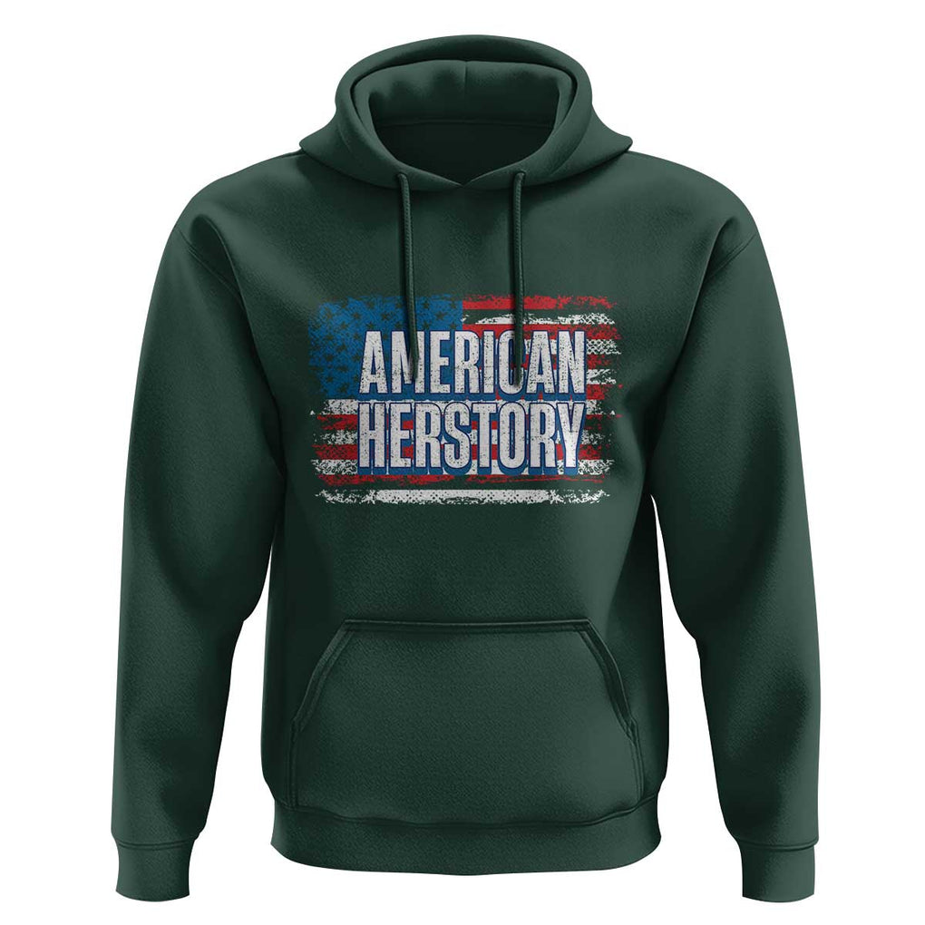 Kamala Harris Hoodie American Herstory History USA Flag Election 2024 TS11 Dark Forest Green Print Your Wear