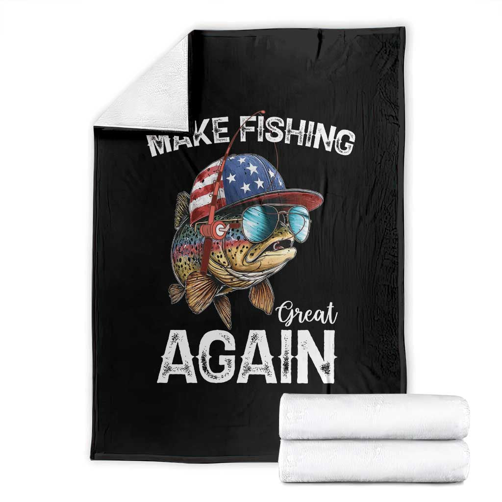 Funny Make Fishing Great Again Throw Blanket Bass Fishing TS11 Black Print Your Wear