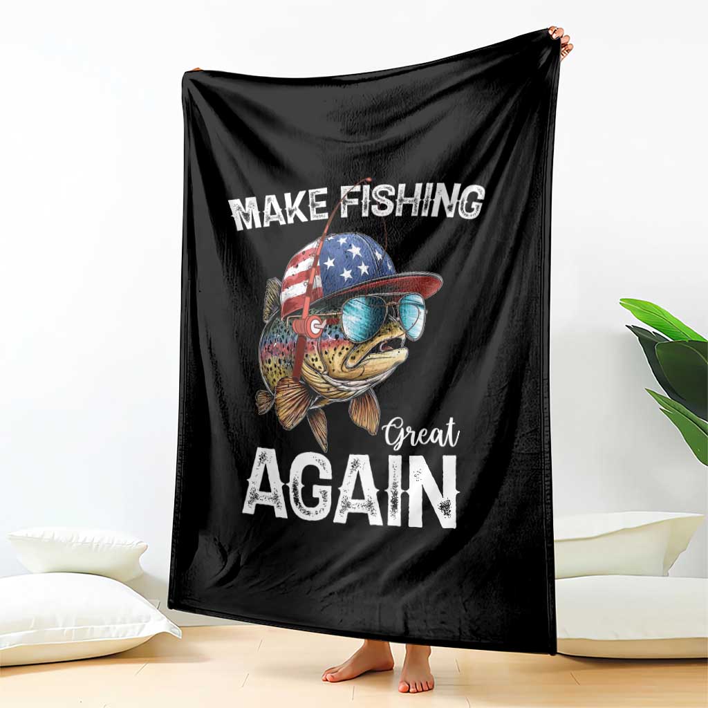 Funny Make Fishing Great Again Throw Blanket Bass Fishing TS11 Print Your Wear