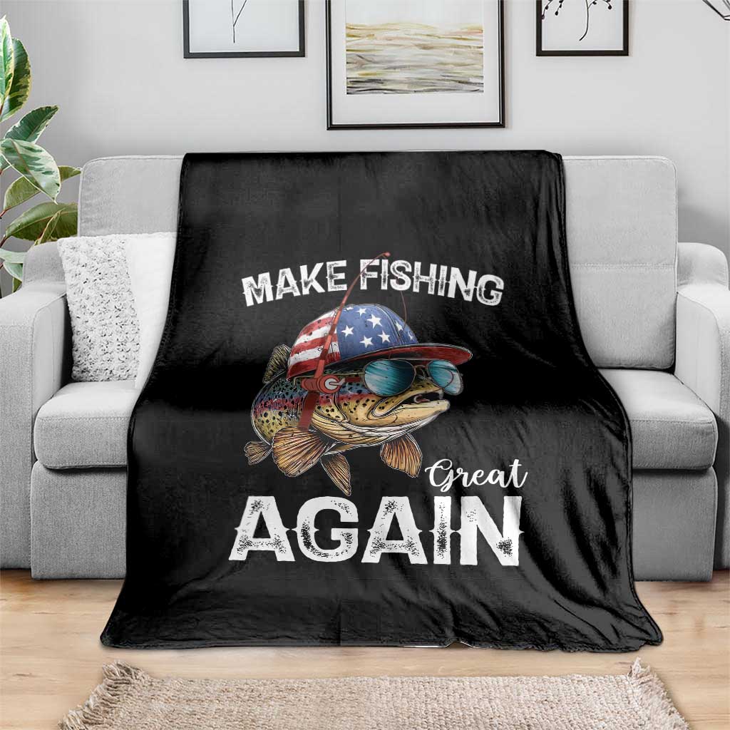 Funny Make Fishing Great Again Throw Blanket Bass Fishing TS11 Print Your Wear