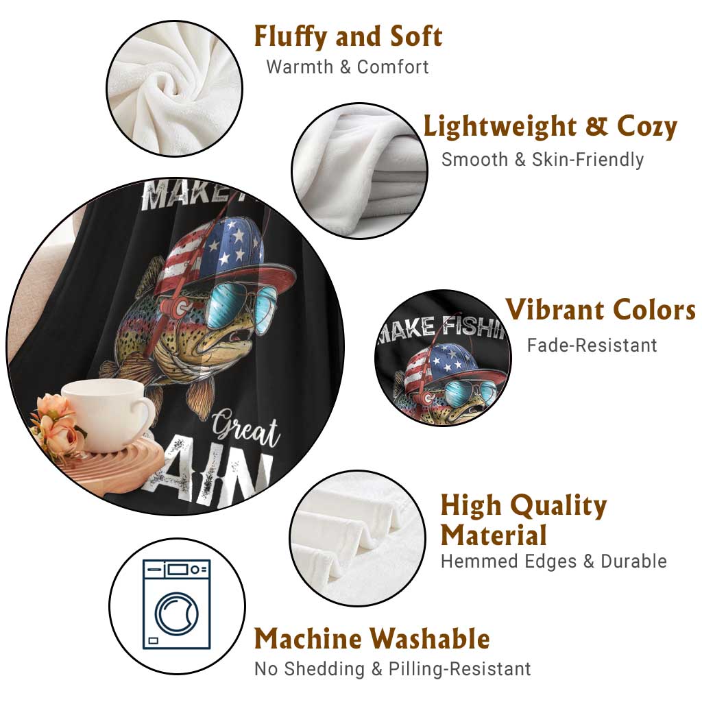 Funny Make Fishing Great Again Throw Blanket Bass Fishing TS11 Print Your Wear