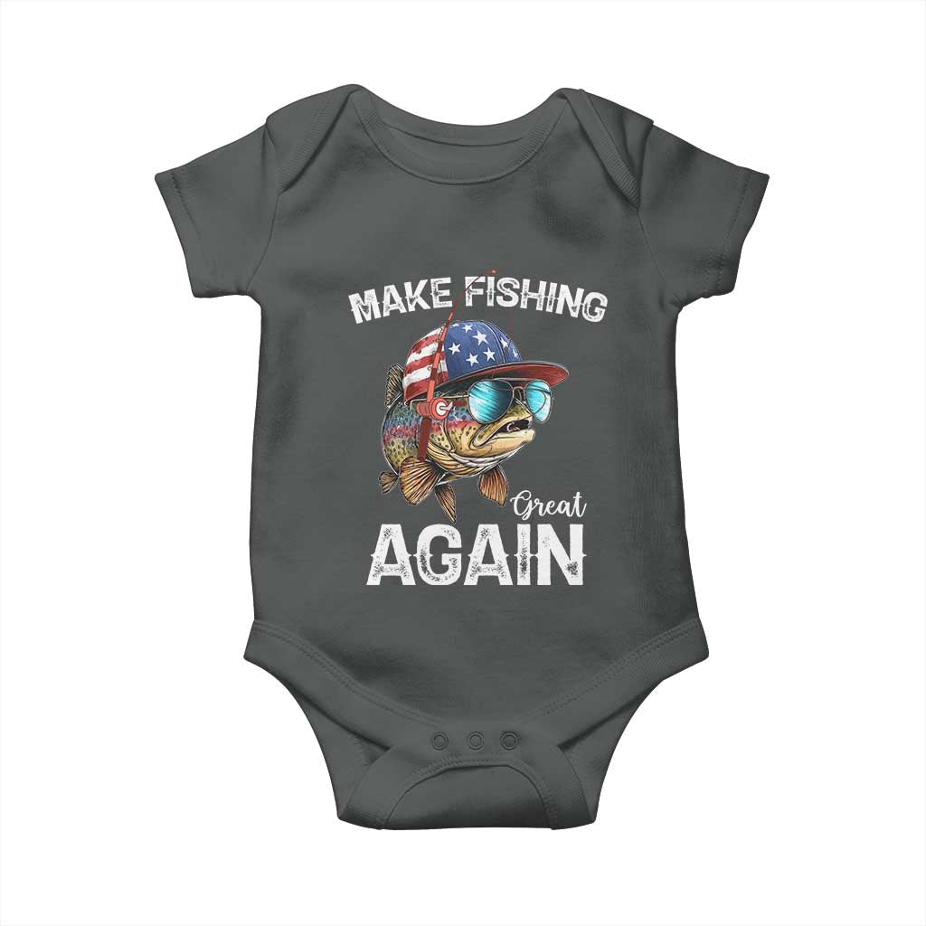 Funny Make Fishing Great Again Baby Onesie Bass Fishing TS11 Dark Heather Print Your Wear