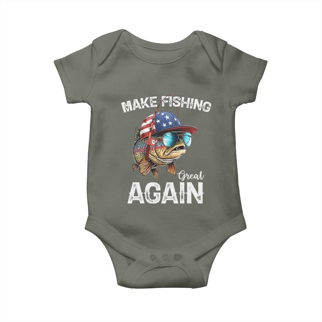 Funny Make Fishing Great Again Baby Onesie Bass Fishing TS11 Military Green Print Your Wear