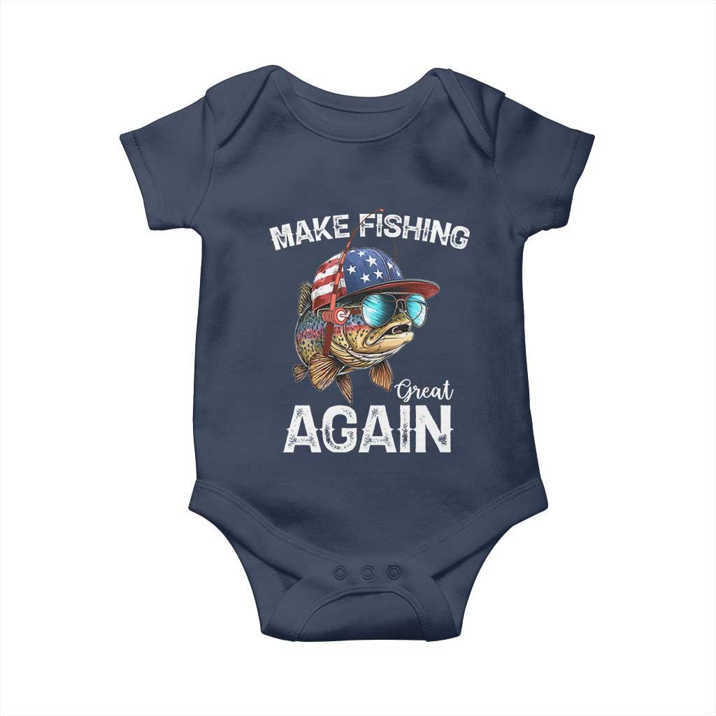 Funny Make Fishing Great Again Baby Onesie Bass Fishing TS11 Navy Print Your Wear