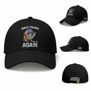 Funny Make Fishing Great Again Baseball Cap Bass Fishing TS11 Baseball Cap Universal Fit Black Print Your Wear