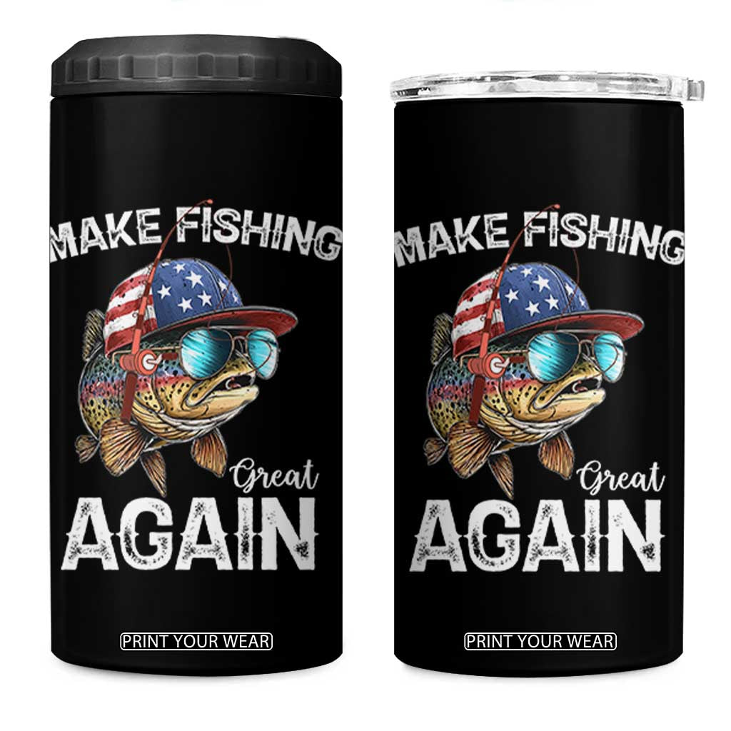 Funny Make Fishing Great Again 4 in 1 Can Cooler Tumbler Bass Fishing TS11 One Size: 16 oz Black Print Your Wear