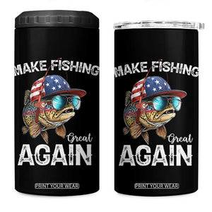 Funny Make Fishing Great Again 4 in 1 Can Cooler Tumbler Bass Fishing TS11 One Size: 16 oz Black Print Your Wear