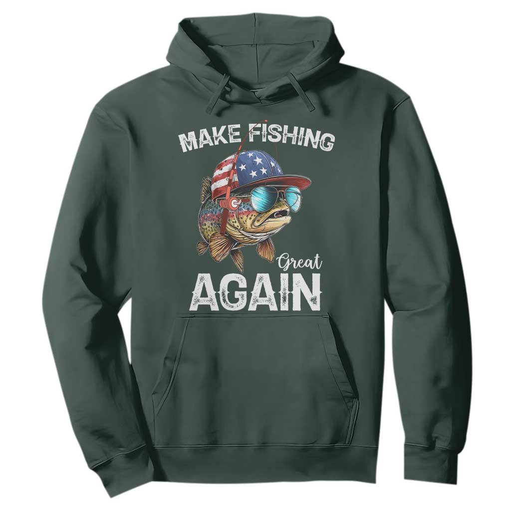 Funny Make Fishing Great Again Hoodie Bass Fishing TS11 Dark Forest Green Print Your Wear