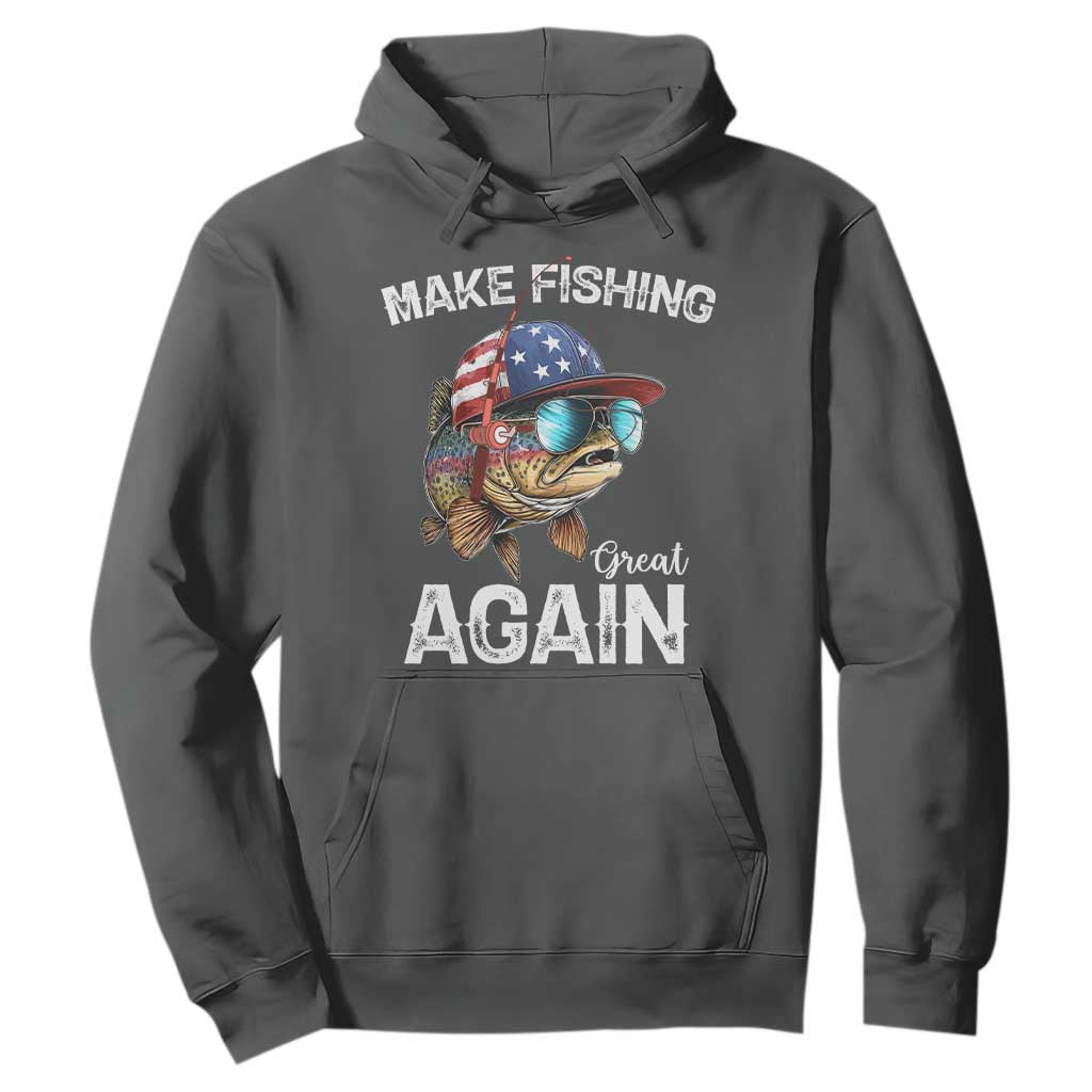 Funny Make Fishing Great Again Hoodie Bass Fishing TS11 Dark Heather Print Your Wear