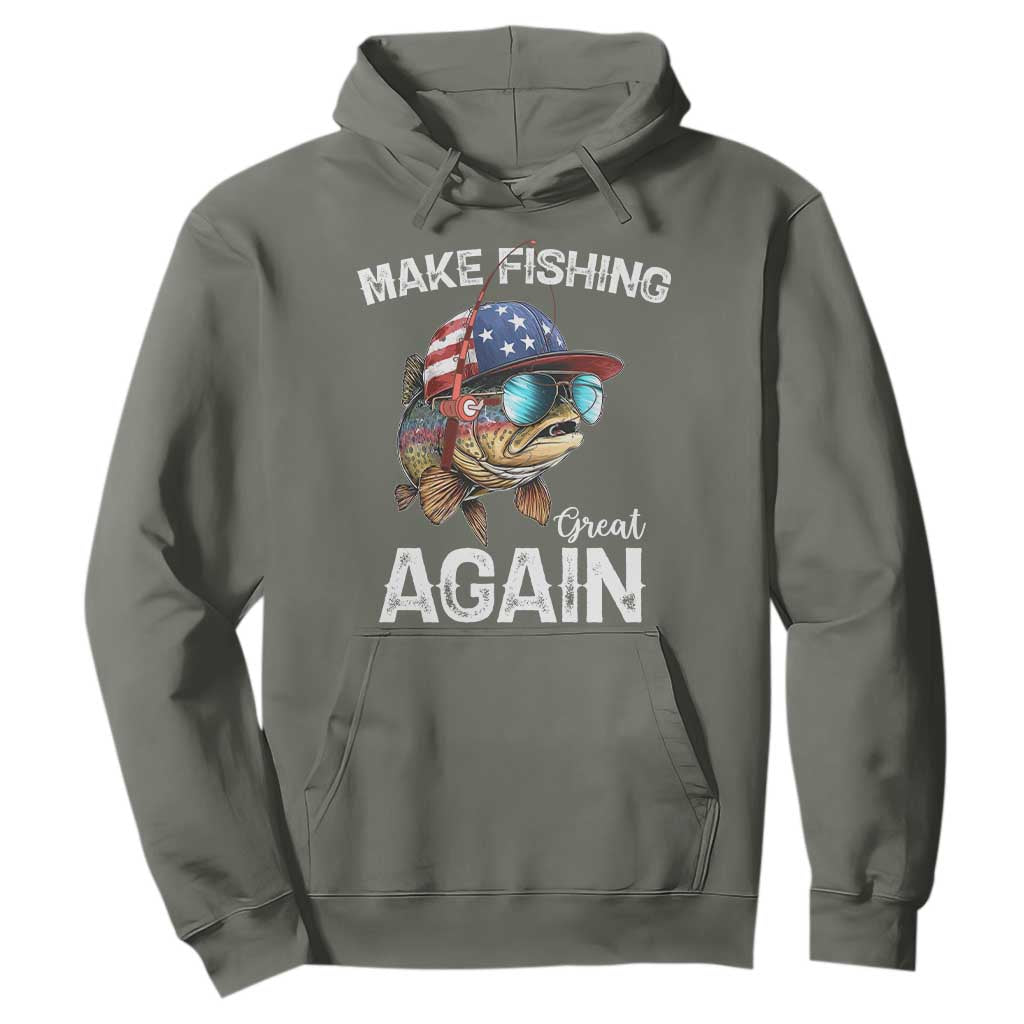 Funny Make Fishing Great Again Hoodie Bass Fishing TS11 Military Green Print Your Wear