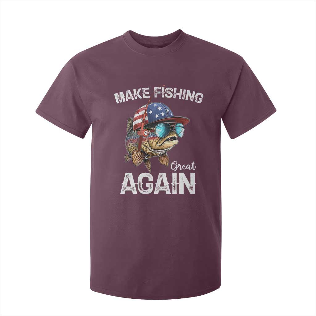 Funny Make Fishing Great Again T Shirt For Kid Bass Fishing TS11 Maroon Print Your Wear
